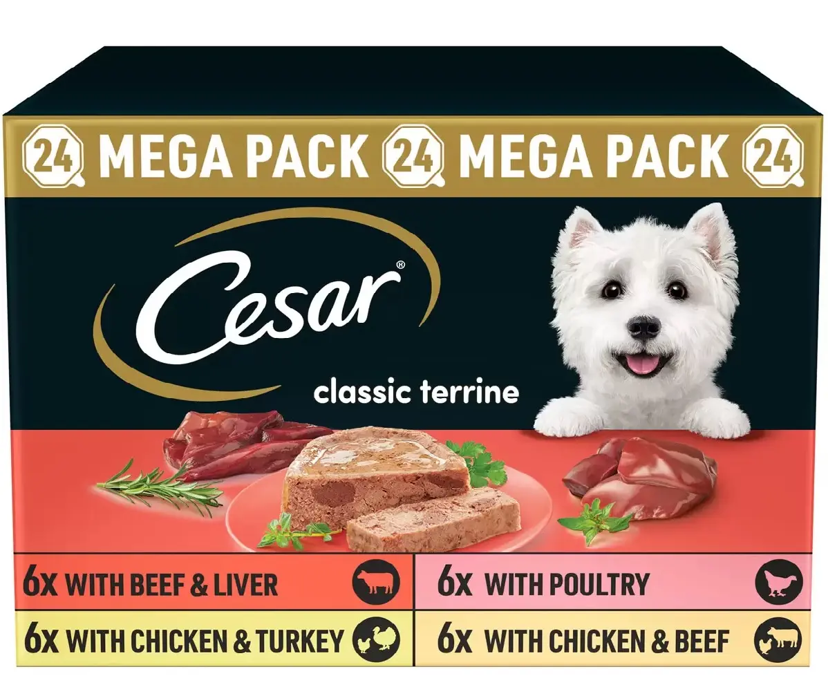Cesar Classic Terrine Mixed Selection, 24 x 150g, Best Dog food with all natural ingredients.