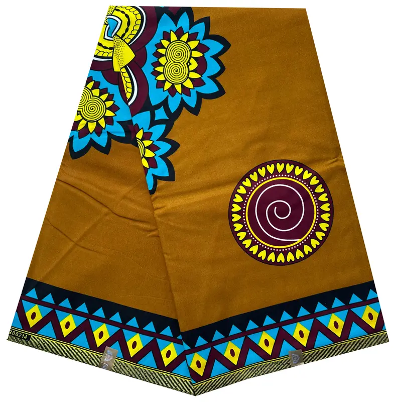 African Wax Print Polycotton Fabric, 6 Yards, for Dressmaking, Quilts, Skirt, Apparel, Sewing, Crafting Material, 45" Inch Wide, 6 Yards Piece (5.4m Long x 1.2m Wide) 0