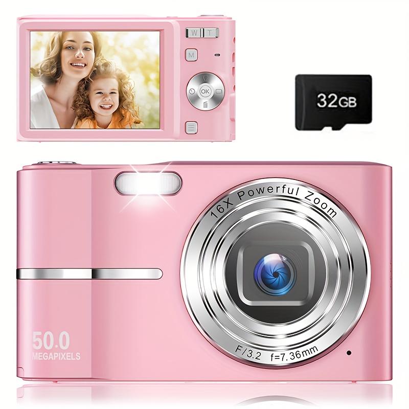 Upgraded Digital Camera, Auto Focus 50 Megapixel FHD 1080P Kids Camera with 16x Zoom Anti-Shake, Compact Camera for Kids Students Children Girls Boys, Kids Camera with 32GB SD Card 4