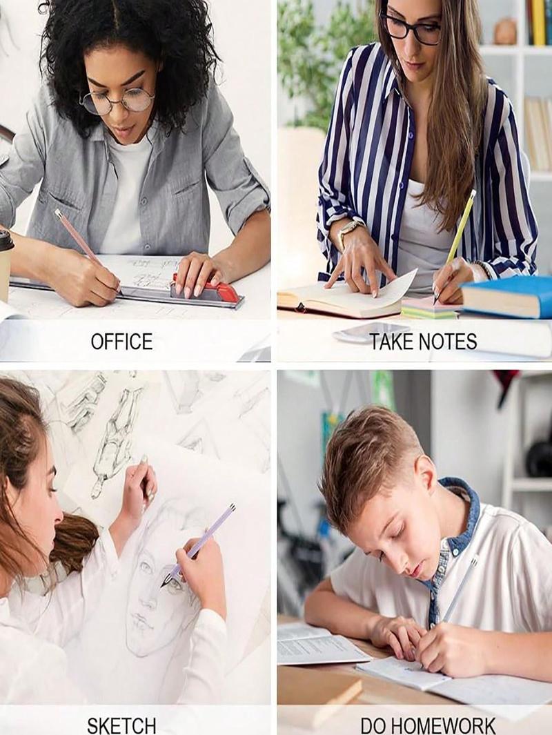 Product Introduction of 6 Inkless Pencils, Eternal Pencil Infinity Pencil With Eraser, Reusable Infinity Pencil With 6 Additional Replaceable Nibs, Back To School Eternal Pencil Permanent Pencil Home Office School Writing Drawing, Halloween, Christmas Day Gift Filling Back To Sc 4
