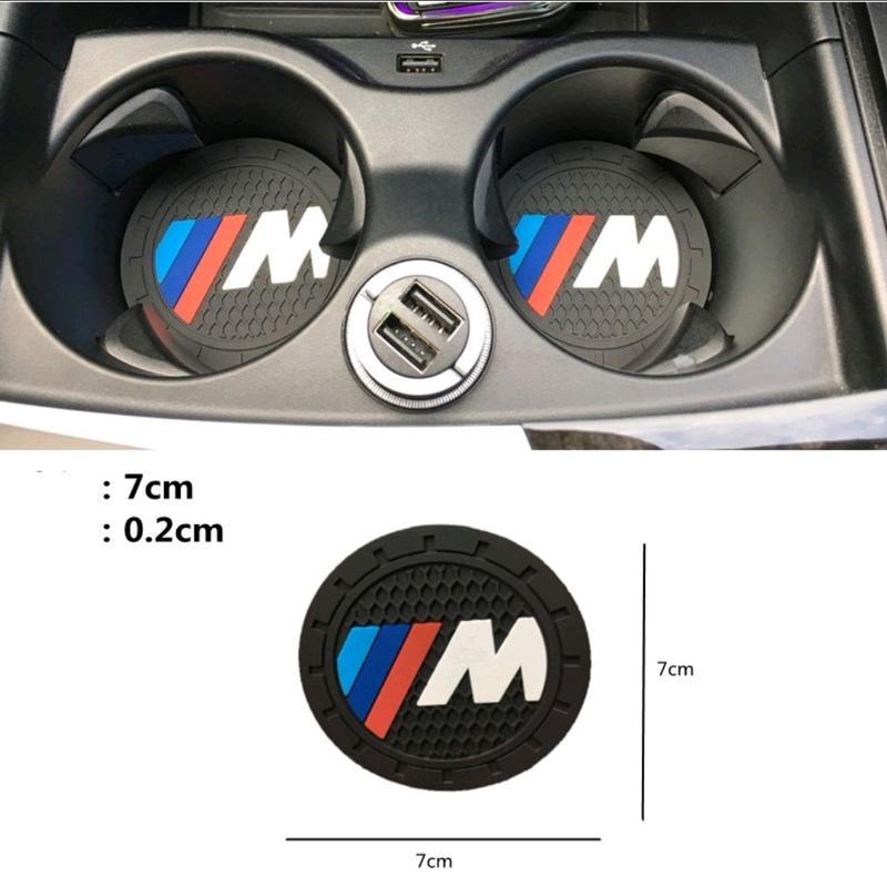2 x BMW M Series 7cm Car Coaster Cup Holder Mat Water Bottle Anti-Slip Mat 5