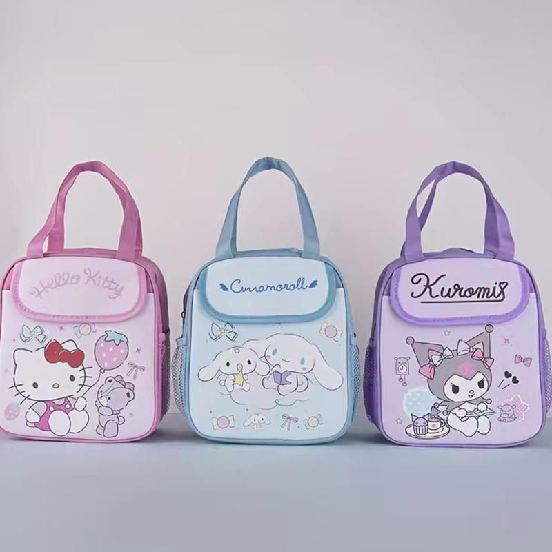 1pc Cute Sanrio Hello Kitty, Cinna & Kuku Insulated Fashionable Lunch Bag - Reusable, Foldable, Zipper Closure, PU Material, Unlined 1