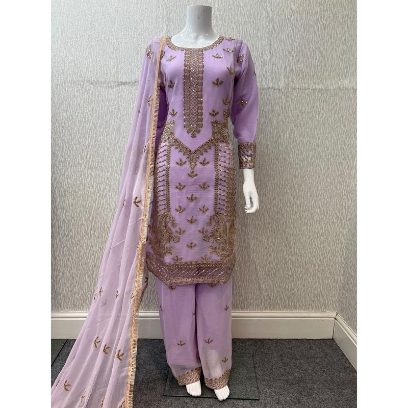 Luxury Festive Chiffon Plazzo bottom Collection Lilac  DP-12 0