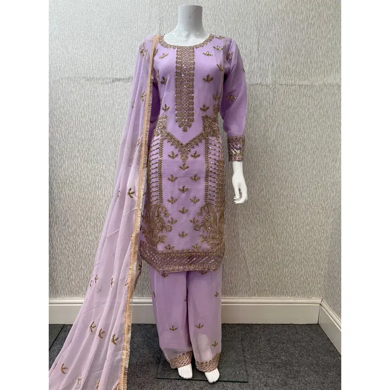 Luxury Festive Chiffon Plazzo bottom Collection Lilac  DP-12 0