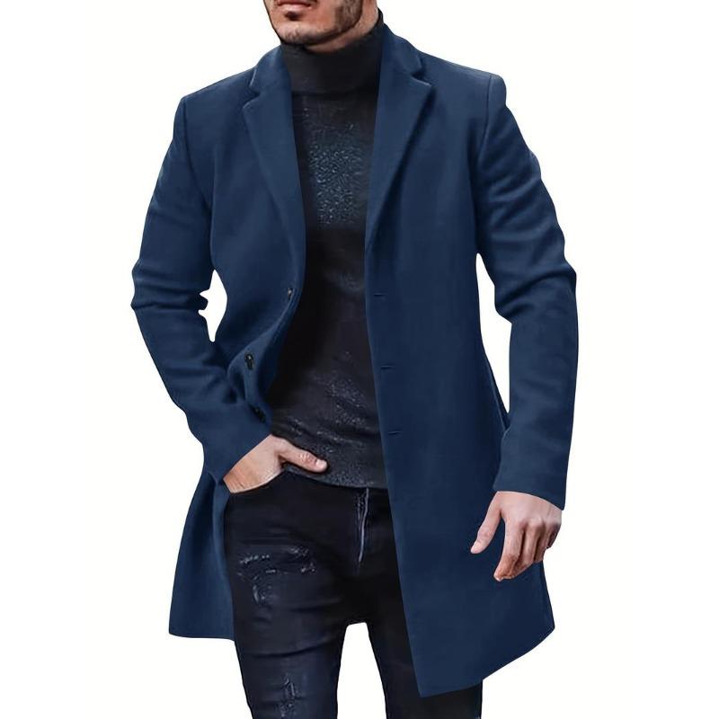 Men's Retro Trench Coat, Semi-formal Warm Single Breasted Overcoat For Fall Winter Business 6
