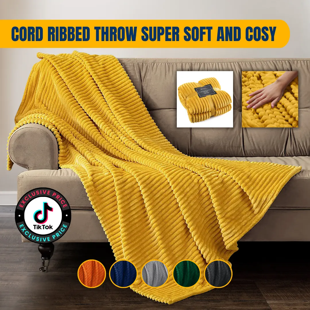 Cord Ribbed Throw Super Soft And Cosy