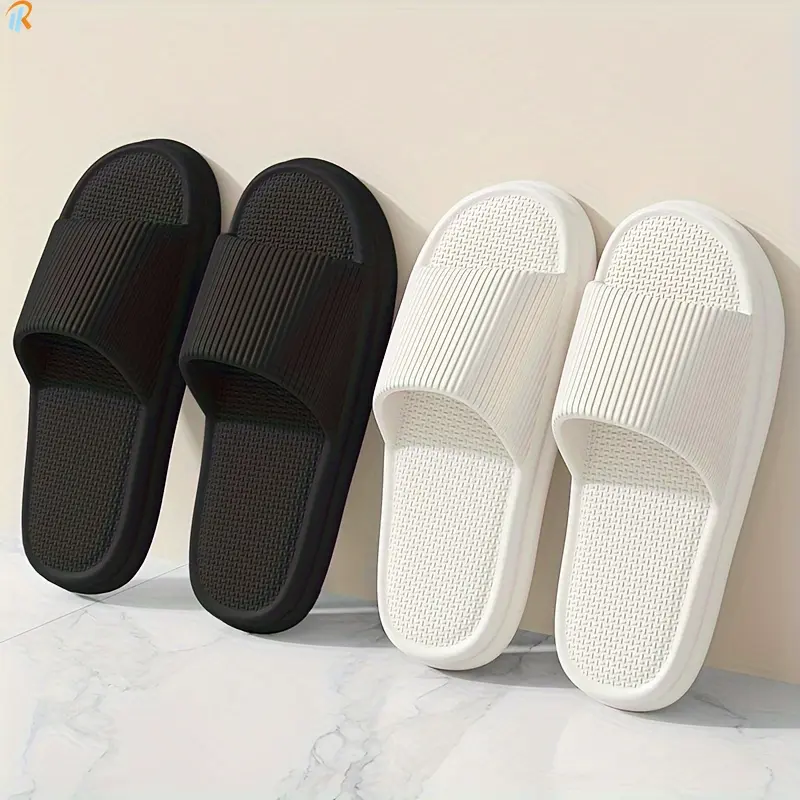 MILAN GOLD  Quiet EVA Slippers for Both Men and Women, Odor - resistant Indoor Slippers in Summer with a Soft Textured Bottom. Perfect for Home and Bathroom, in Black and White, with a Cute Style.