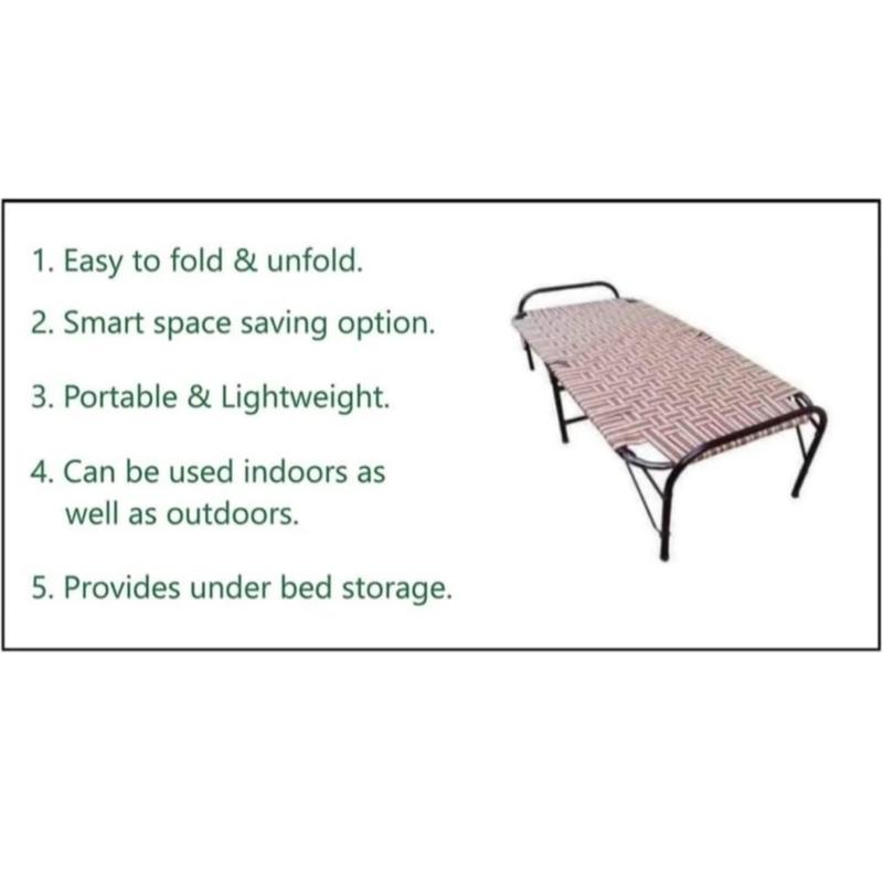 Foldable Single Bed ideal for a Single Person to Sleep on, also known as Asian MANJA, Charpai, Khaat and also can be used as a Guest Bed!! 6