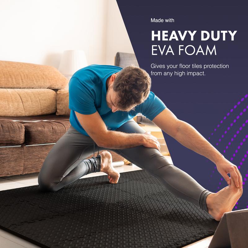 KAYMAN Gym Floor Nonslip Mats, Interlocking, EVA Foam Exercise Floor Tiles for Home Workouts, Studio, Weights, Exercise and Yoga (30 X 30cm) 2