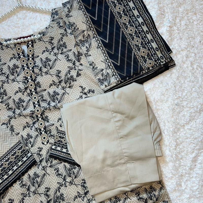 Bin Saeed Printed Lawn 3 Piece Summer Dress for Women - Sizes S to XXL - Casual & Elegant - Comfortable, Clothes 3