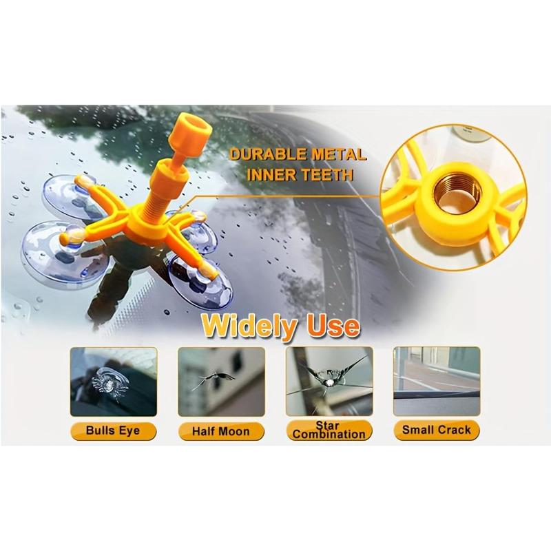 Windshield Repair Kit, Glass Repair Fluid 4pcs Car Glass Repair Kit, Windshield Crack Repair Kit Glass Repair Fluid Quick Fix for Chips, Cracks 7