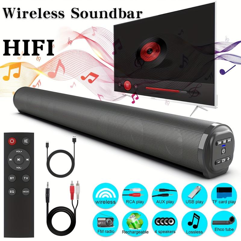 Soundcars For TV, 20W Home Theater Sound Bar With Remote Control, Support TF Card, USB, AUX And RCA Audio Input, Surround Sound Speaker System Speaker With 4pcs Subwoofer For PC/Gaming/Projectors 2