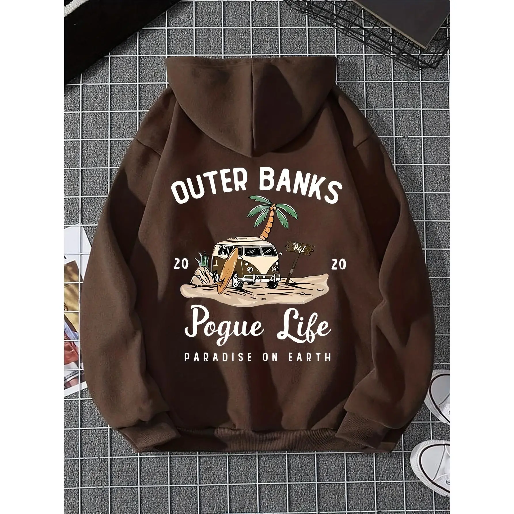 [Polyester Knit] Outer Banks Pog Life Graphic Hoodie - Casual Polyester Knit Fabric Pullover with Front Pocket - for Fall/Winter