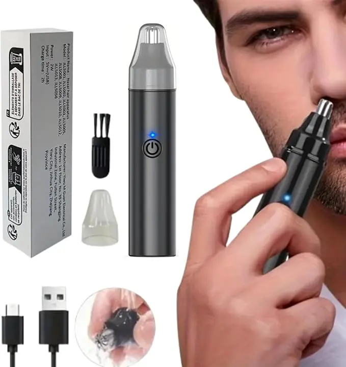 ELLOGEAR  USB Rechargeable Ear/Nose and Face Trimmer - LED Electric Hair Trimmer for Men and Women - Painless Eyebrow and Facial Hair Removal Device - Comfort