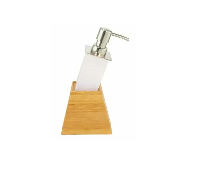 Bamboo Bathroom Accessories Set - Tumbler, Soap Dispenser, Brush Holder, and Bath 5