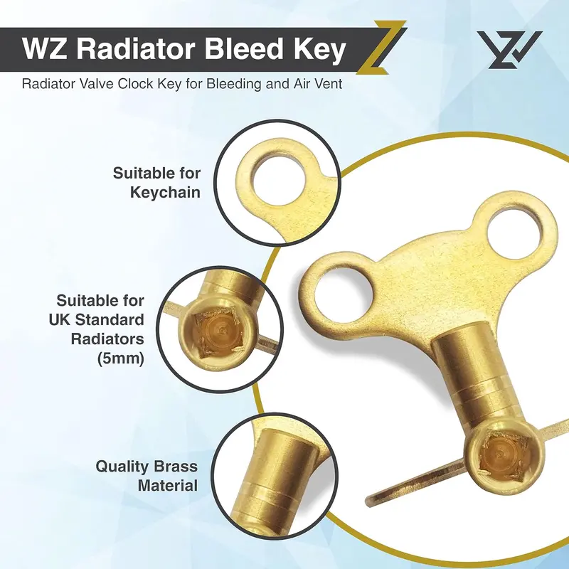 Radiator Valve Clock Key for Bleeding and Air Vent- Made of Solid Brass- Pack of 2 4