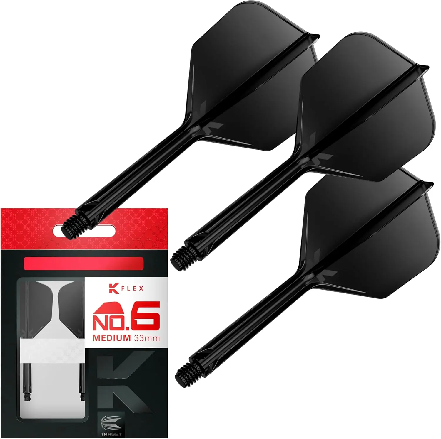 TARGET Darts K Flex Integrated Dart Flight And Shaft, No.6 | Pack Of 3 K-Flex - No 6, Kflex Precision Moulded 2-In-1 Dart Flights And Dart Stem | Professional Dart Accessories