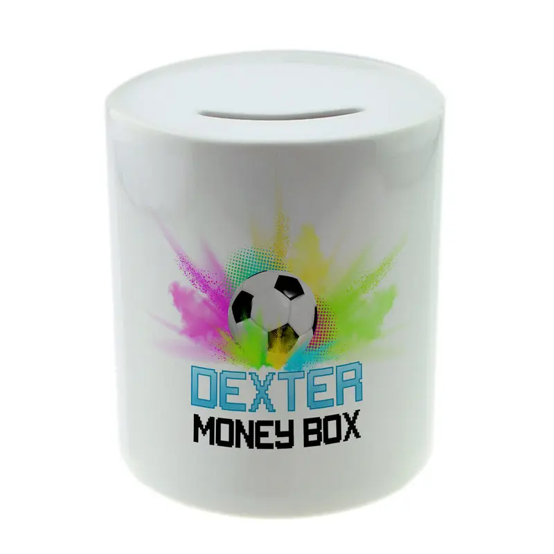 Personalised Any Name Football Savings Children Money Box Printed Gift 25 3