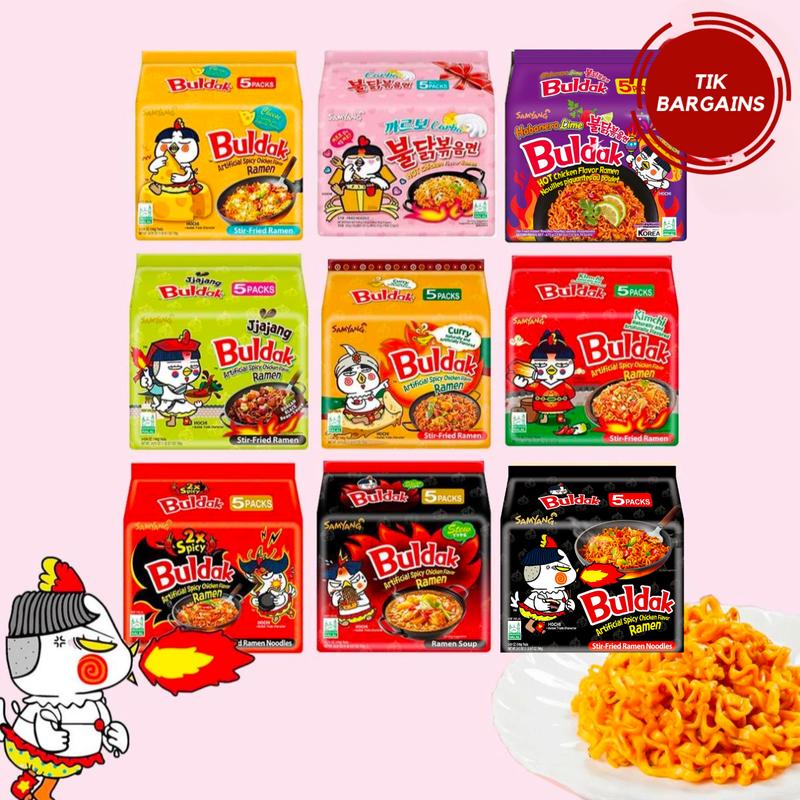 Halal Samyang Buldak Hot Chicken Carbonara Noodles 5/10PCS, Samyang Ramen, Buldak Noodles, Cheese Pansit Food Instant Spicy Hot Chicken Instant Noodle Buldak Ramen, Fire Noodles Buldak Bokkeum, New Samyang Noodles,Halloween Special Deal 5