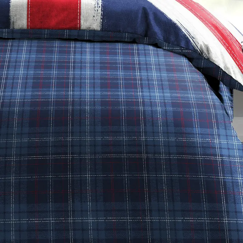 Union Jack Reversible Checkered Duvet Cover Pillowcase(s) Bedding Set Polycotton 2