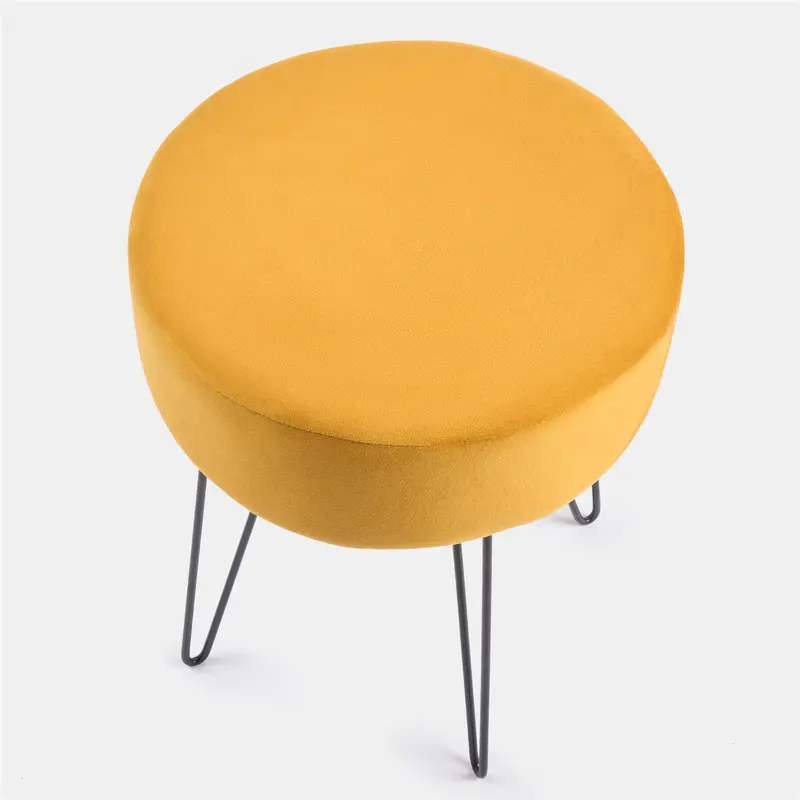 Dressing Table Stool Velvet Round Makeup Vanity Seat Chair Metal Legs Pouffe 5