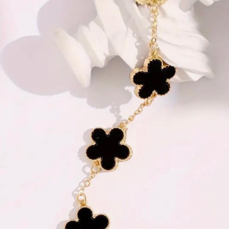 Black Flower Thin Chain Bracelet 3