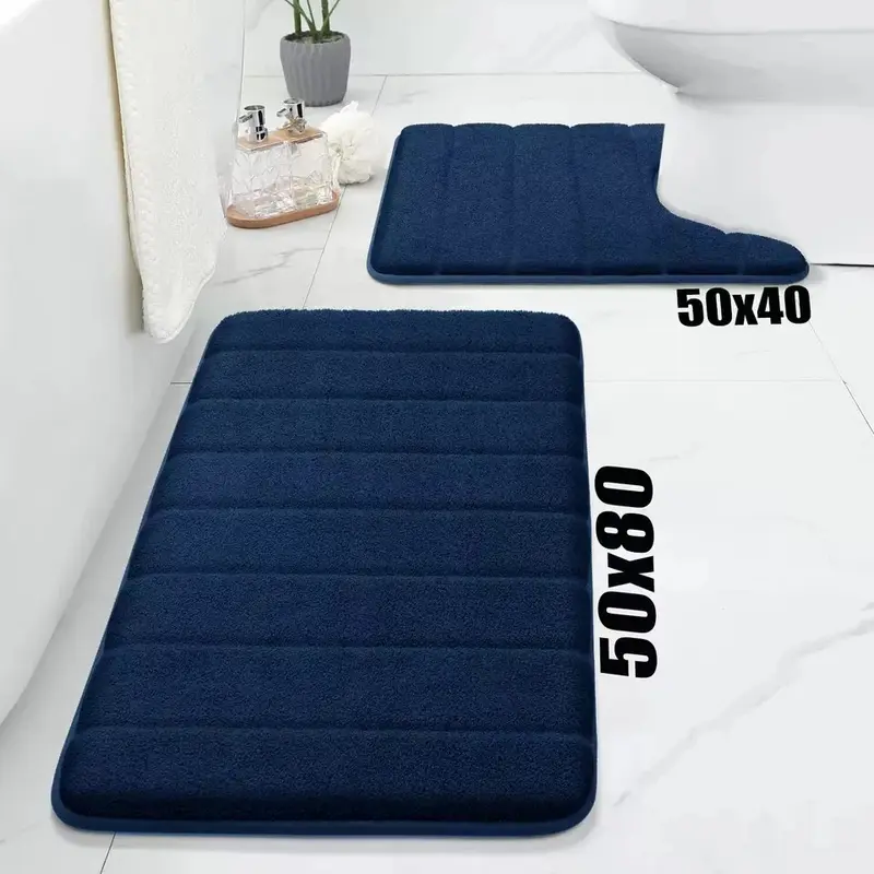 Non Slip Bath Mat Velvet Memory Foam Extra Large Bathroom Rug Water Absorbent Toilet Pedestal Mats Light 0