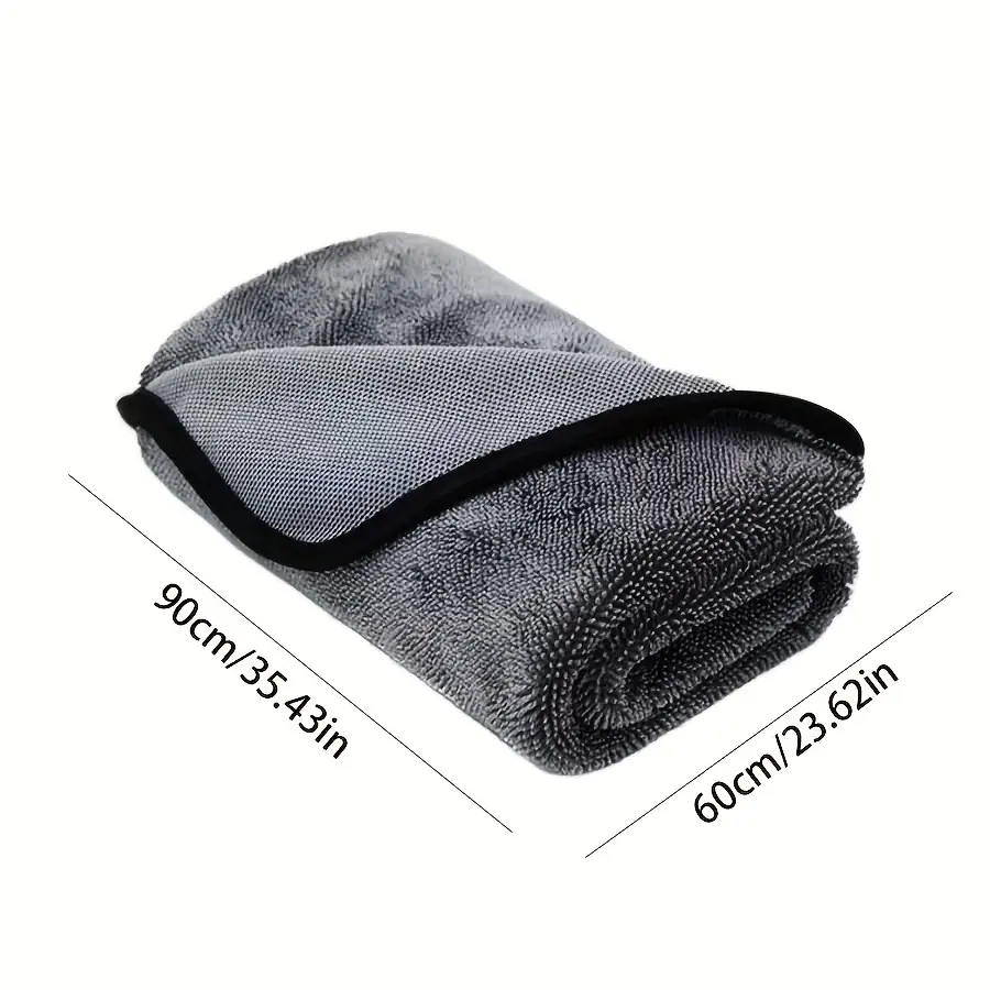 1pc UltraSoft Microfiber Car Drying Towel - Double-Twist Pile, Super Absorbent, Lightweight, Low Linting, Scratch-Free, Washable up to 120 Times for Vehicle External Maintenance
