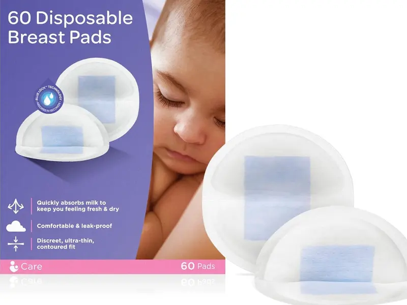Disposable Breast Pads for nursing breastfeeding mothers, essential for hospital bag, thin super absorbent layers, discreet fit , 60 Count ( Pack of 1) | Free Shipping 4