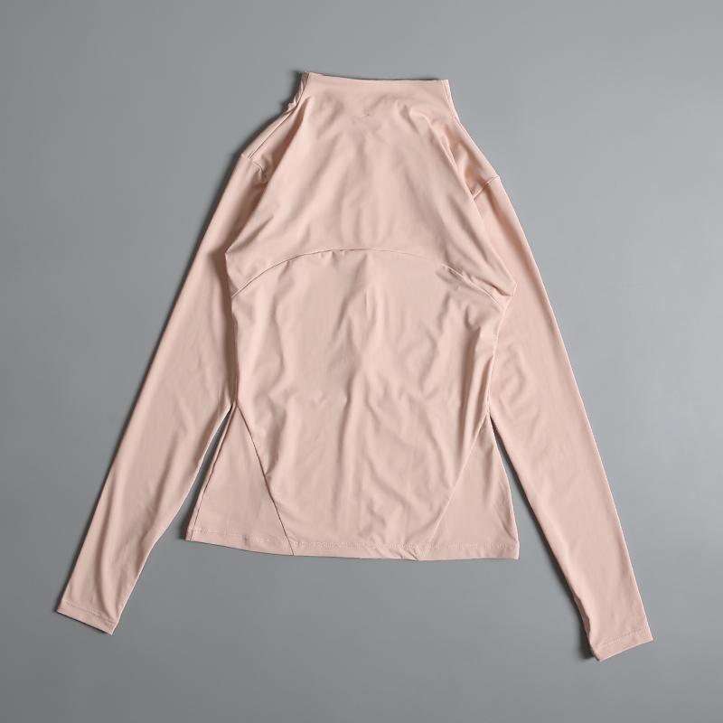 Product Introduction of New yoga wear ladies coat round high elastic loose exercise yoga fitness long sleeve stand-up collar  yoga tops 21