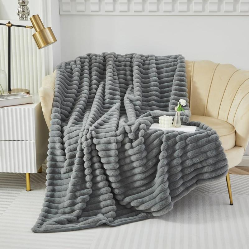 Jumbo Chunky Cord Winter Heavy Grey Faux/Fur/Throw Blanket - Hotel Quality Luxury Fluffy & Comfortable Blankets for Sofa, Bedroom Couch, Travel & Bedroom - Soft Thermal Warm Cozy Blanket, Soft, Ribbed, blue soft throw blankets, Double - King. 8