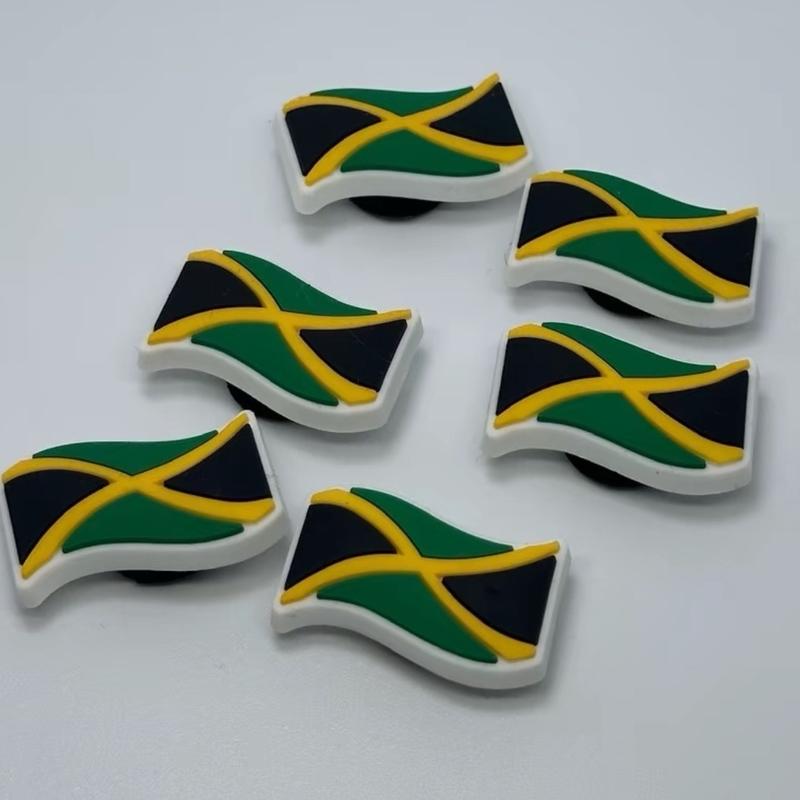 World Flags Shoe Charm croc Charms Jibbitz for crocs Clogs shoe accessories culture day rep your flag African Caribbean European Flags food plush Footwear Decor 2