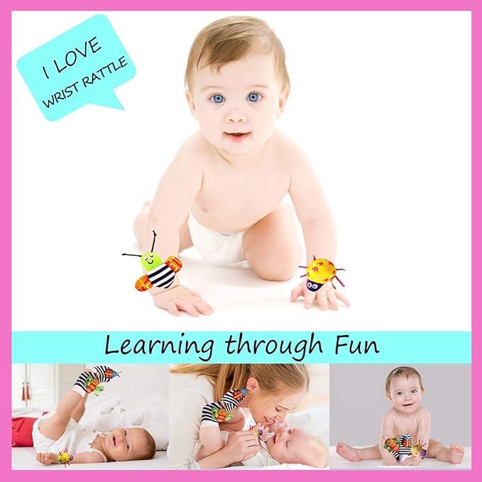 Product Introduction of Foot Finders & Wrist Rattles for Infants Developmental Texture Toys for Babies & Infant Toy Socks & Baby Wrist Rattle - Newborn Toys for Baby Girls Boys - Baby Boy Girl Toys 0-3 3-6 6-9 Months 8