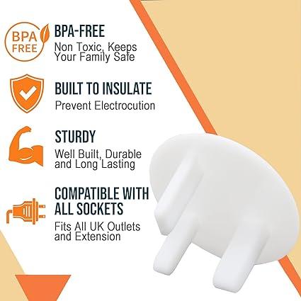10 Pack Plug Socket Covers UK, Child Baby Plug Socket Covers for Sockets UK 2