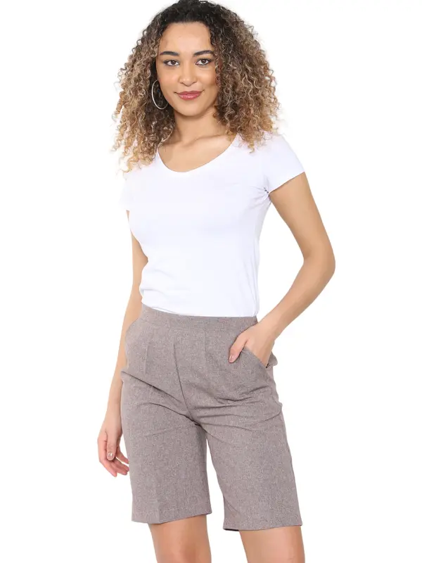Womens Shorts Ladies Half Elasticated Waist Plain Capri Cropped Stretch Short Length Summer Joggers Running Gym Sports Pool Beach Holidays Pants Causal Lounge Wear Bottoms Size 10 to 24 Comfort Basic Straight Trouser Minimalist Womenswear 4