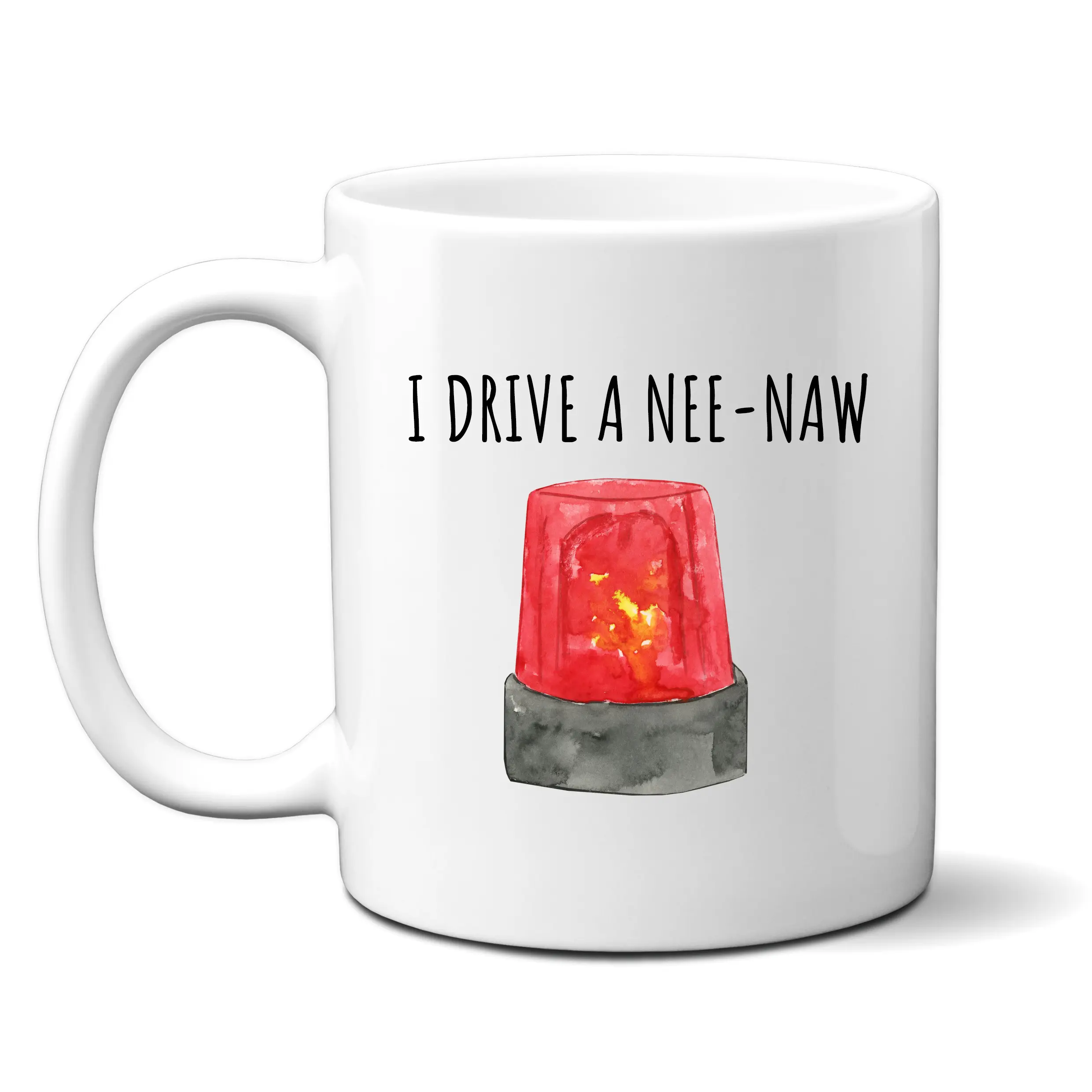 I Drive a Nee Naw, Funny Emergency Services Police Fire Ambulance, Customised Quote Joke Gift, Personalised Work Mug