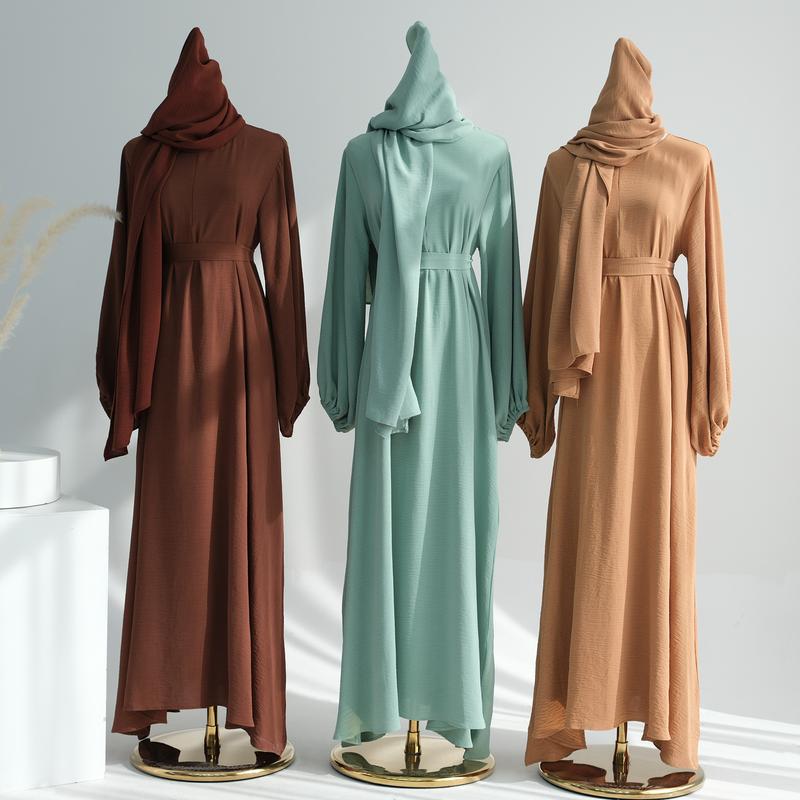 Product Introduction of HS1175 Front Zipper with Pocket Abaya in Crepe Fabric Party Abaya Dress 11