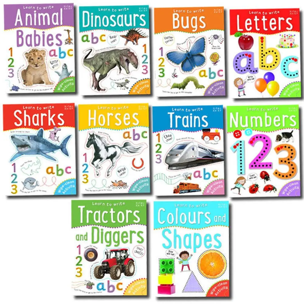 Miles Kelly Learn To Write Wipe Clean Activity 10 Books Set ( Write Dinosaurs ) Paperback