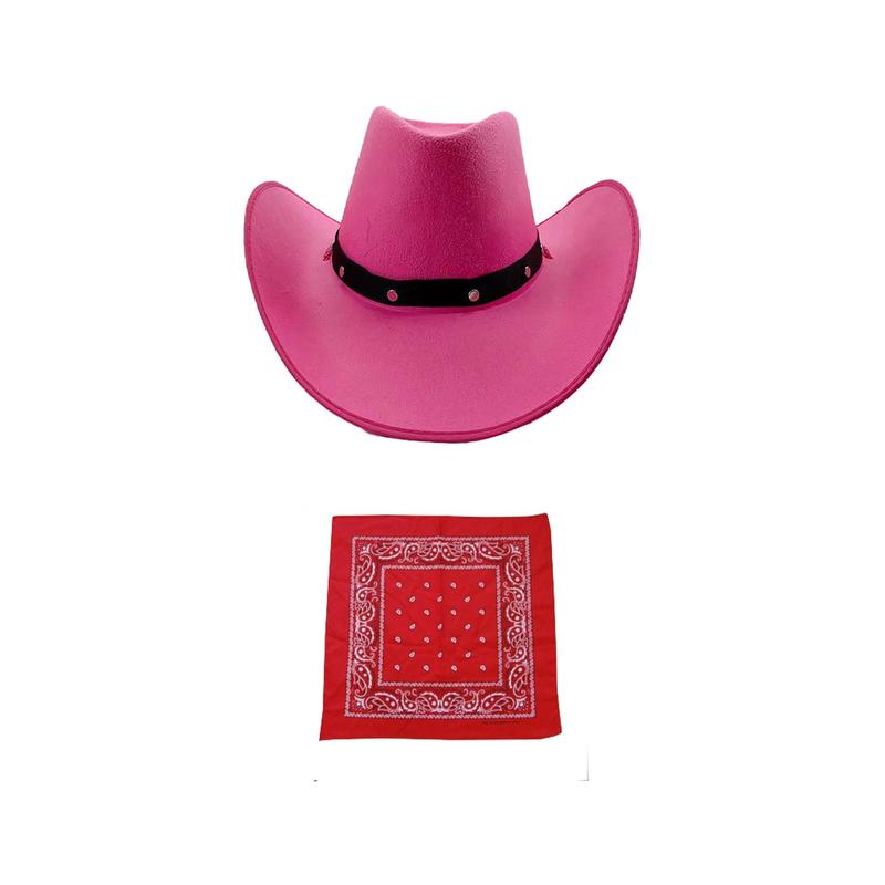 Adult Cowboy Cowgirl Hat & Bandana Wild Western Set 1