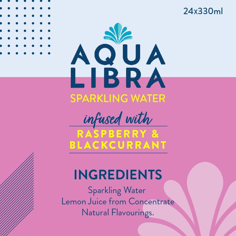 Aqua Libra Raspberry & Blackcurrant Infused Sparkling Water 24 pack of 330ml cans Fruit Beverage 5