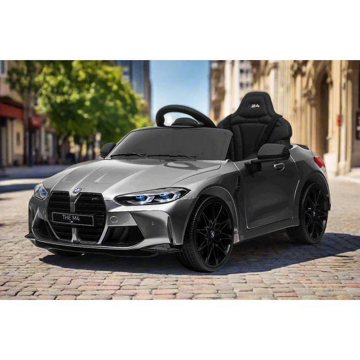 Licensed BMW M4 12V Kids Ride on Car With Remote - Metallic Silver 0