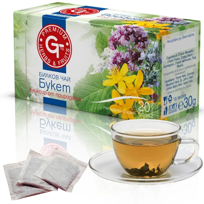 Premium GT Herbs & Fruits Bulgarian Herbal Bouquet 20 Tea Bags 0