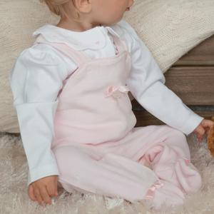 Mintini Pink Jersey Jacquard Top and Dungaree Kidswear