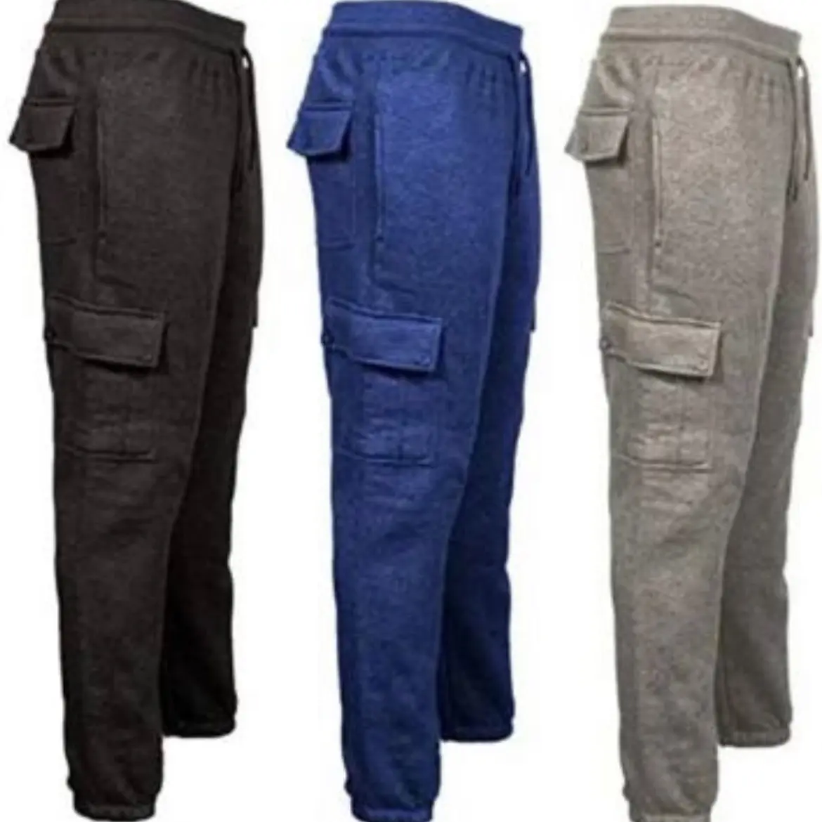 Mens Fleece Trousers Cargo Pocket Casual Pants Bottoms Joggers M-5XL Cotton Fashion Menswear Stylish