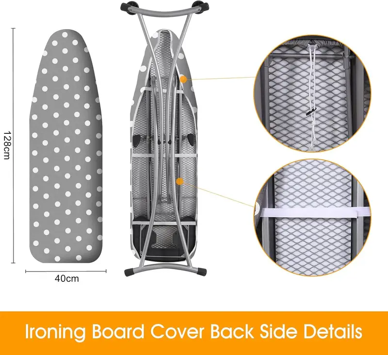 Ironing Board Cover 128 x 40cm 100% Cotton Cover with Thick Felt Resists Scorching and Staining Adjustable Size Iron Board Cover 6