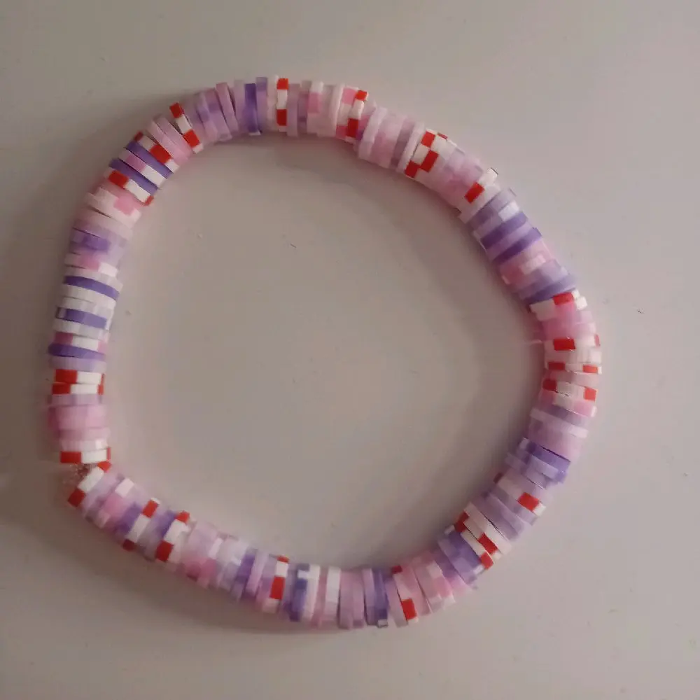 Pixel clay bead bracelet.