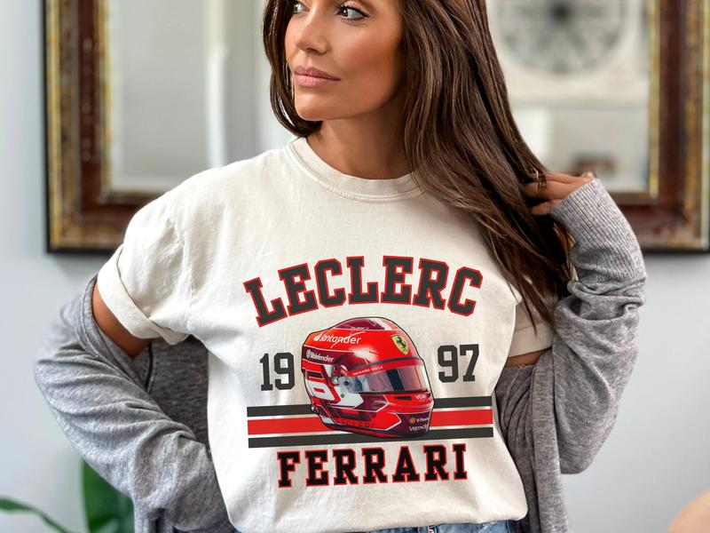 Charles Leclerc T-Shirt, F1 merch, Formula 1 shirt, Ferrari Tee, Varsity shirt Leclerc, Leclerc shirt, F1 shirt 0