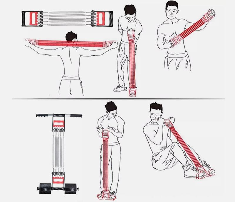 Chest Expander,  5 Spring Chest Expander 3 In 1 Pull Stretcher Gym Muscle Training Exerciser 30kg, Home Gym Equipment, Fat Belly Burners, Home Fitness Equipment 1