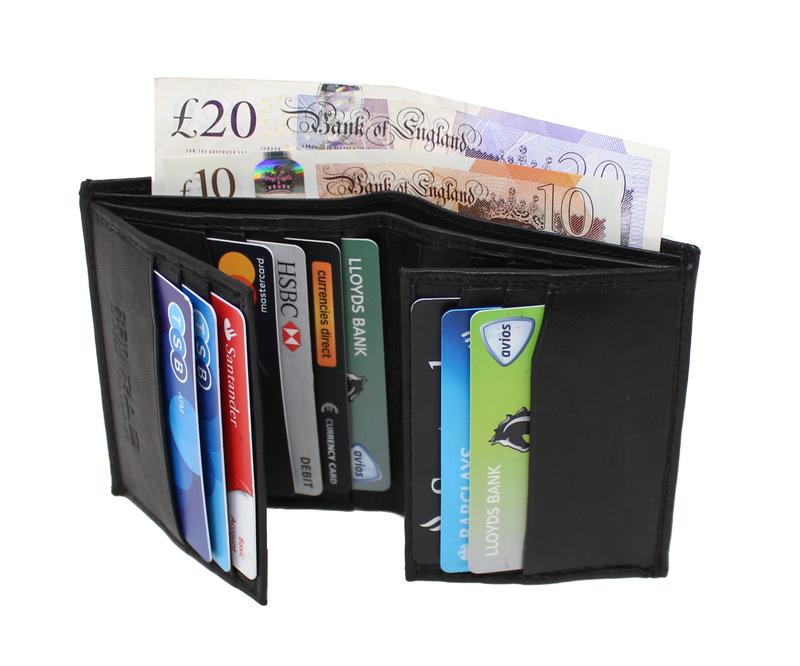 RAS Men's Soft Smooth Genuine Leather RFID Blocking Wallet Multi Card Holder Purse Black 6