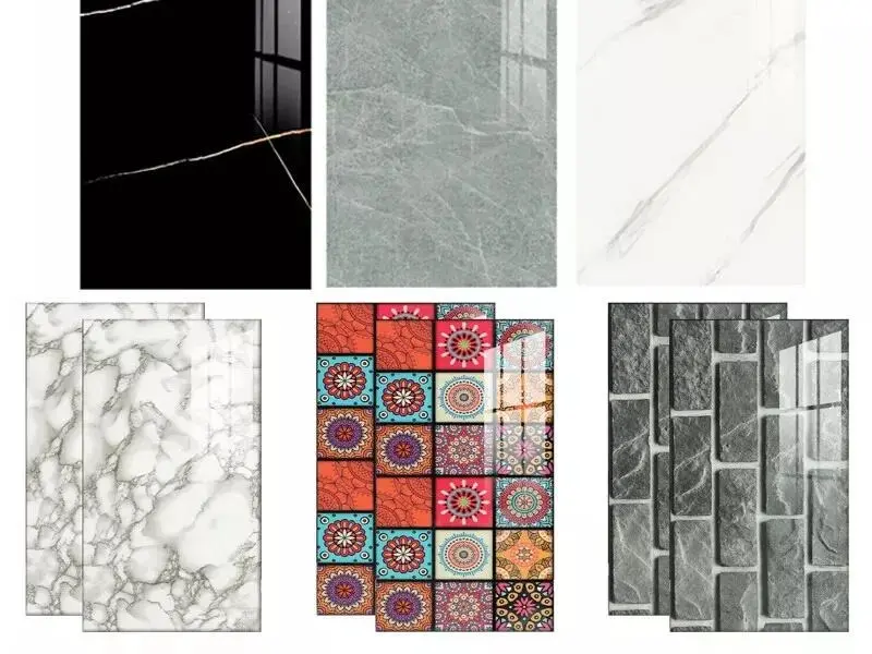 10/20PCS PVC Marble Tiles Wall Stickers – Self-Adhesive Stick-On Decor for Kitchen & Bathroom Tiles Sticker Decorative Pack Vinyl Ornaments Decoration pu stone transparent reflective 3d splashback panel waterproof Grey 1